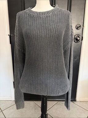 New Pink Grey Knit Crewneck Sweater size XS